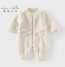 戴維貝拉（DAVE＆BELLA）滿(mǎn)月寶寶連體衣嬰幼兒保暖爬爬服牛奶絨小童衣服冬裝新款女寶睡衣 米白【現貨】 90cm （建議身高80-90cm） 曬單實(shí)拍圖