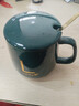 勤凱陶瓷杯耐高溫馬克杯帶蓋勺家用茶杯咖啡杯學(xué)生杯子陶瓷辦公創(chuàng  )意 綠色-【杯蓋勺】 曬單實(shí)拍圖