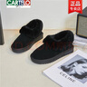 卡帝樂鱷魚（CARTELO）皮毛一體雪地靴女加絨學(xué)生棉鞋孕婦棉瓢鞋低幫短筒面包靴豆豆鞋冬 黑色 38 曬單實(shí)拍圖