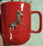 乾唐軒活瓷蜻投意合陶瓷馬克杯水杯咖啡杯手工描金鎏金女生 中國紅+描金+彩釉 +吉星 曬單實(shí)拍圖