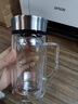 富光健牌玻璃杯雙層耐高溫辦公杯帶把手透明帶蓋茶杯防漏圓形過(guò)濾水杯 黑色【雙層隔熱】 570ml 曬單實(shí)拍圖