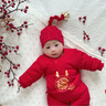 貝樂咿嬰兒衣服寶寶過年衣服拜年服紅色棉服加厚冬季連體衣新生兒滿月服 5110龍寶寶 59 曬單實拍圖