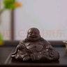 漢唐宜興紫砂茶寵彌勒佛擺件笑口常開(kāi)大肚羅漢笑佛開(kāi)心佛擺件茶玩茶具 紫泥-開(kāi)心佛 曬單實(shí)拍圖