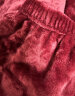 芬腾 珊瑚绒睡衣女冬季加厚法兰绒开衫加绒休闲秋冬款家居服套装 深红 XXL 实拍图