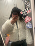 DZZIT地素 春休閑白色復(fù)古文藝仿羊羔毛外套女設(shè)計(jì)感小眾 白色 M 曬單實(shí)拍圖