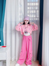 魅樂凱女童爵士舞演出服女生嘻哈jazz套裝女孩洋氣露臍服裝少兒街舞潮服 粉色字母上衣+背心+粉褲 130 （尺碼標(biāo)準(zhǔn)） 曬單實拍圖