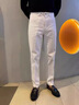 啄木鳥(niǎo)高端白色牛仔褲男士夏季新款直筒修身男褲彈力休閑百搭大碼長(cháng)褲 502白色 30 曬單實(shí)拍圖
