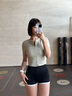 科特迪蘭品牌騎行運動(dòng)女短袖夏季涼感修身半拉鏈防曬戶(hù)外上衣帶胸墊無(wú)束縛 次元灰 M 曬單實(shí)拍圖