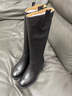 芳臨品牌全頭層牛皮真皮長(cháng)筒靴女2025秋冬新款高筒騎士靴粗跟圓頭長(cháng)靴 黑色單里 38 曬單實(shí)拍圖