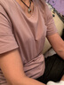 京東京造短袖T恤女10A抗菌秋季新款修身顯瘦女裝抑菌防汗 粉色 L 曬單實(shí)拍圖