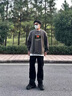 真維斯（JEANSWEST）衛(wèi)衣男女款2025重磅外套寬松加大碼休閑風(fēng)衛(wèi)衣青少年情侶學(xué)生上衣 深灰（夕陽景白） XL (推薦體重115斤-130斤左右) 曬單實(shí)拍圖