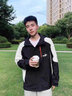 羽絨服男冬季拼色印花連帽保暖情侶上衣男士加絨加厚羽絨服外套 白色 M 曬單實拍圖