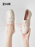 ZHR單鞋女精選牛皮一腳蹬樂(lè )福鞋女時(shí)尚平底經(jīng)典媽媽鞋 BT81 米色 36 曬單實(shí)拍圖