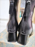啄木鳥(niǎo)性感真皮短靴女粗跟小香風(fēng)尖頭馬丁靴高跟鞋小踝靴韓系黑色瘦瘦靴 黑色薄絨 37 曬單實(shí)拍圖