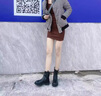 珂卡芙（KEKAFU）加絨馬丁靴女靴子女春季保暖加厚短靴女戶外防滑皮毛一體雪地靴女 絨棕 加絨 38 曬單實拍圖