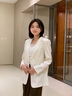 歌力思（ELLASSAY）春新款100%重磅桑蠶絲經典通勤職場真絲西裝外套女EWB352T011 純凈白 S 曬單實拍圖