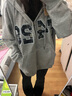 F426國潮牌秋季嘻哈寬松大logo格子貼繡衛衣外套 花灰  S 曬單實(shí)拍圖