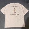 卡賓【涼感】卡賓冰絲短袖T恤男裝夏季休閑潮牌印花白色寬松圓領(lǐng)上衣 漂白色02 S /165/46 曬單實(shí)拍圖