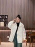 莫代爾工裝外套女2025春秋冬新款加絨沖鋒上衣初高中學生寬松時尚夾克 杏色 L 120-150斤 曬單實拍圖