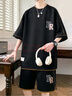 佐菲利假兩件圓領(lǐng)t恤男款2025夏季潮牌高級感撞色休閑運動(dòng)短袖短褲套裝 曬單實(shí)拍圖