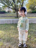 迪士尼寶寶兒童套裝春秋款韓國童裝嬰幼兒衣服條紋恐龍衛衣衛褲休閑兩件套 綠色條紋衛衣+褲子 80 建議75-85cm9-12月 曬單實(shí)拍圖