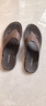 奧康頭層牛皮人字拖鞋男士沙灘涼鞋 棕色  40 曬單實(shí)拍圖