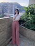 2024夏女裝新款苧麻薄款扎染百搭褲子寬松休閑垂感女式闊腿褲長(cháng)褲 桃妃（薄款扎染） 均碼 曬單實(shí)拍圖