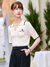 betu百圖女裝短袖V字翻駁領(lǐng)套頭上衣針織衫女2203T03 米白 S 曬單實(shí)拍圖