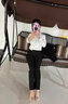 伊婭莎西裝褲女職業(yè)裝西褲子女士正裝工作褲小個(gè)子直筒高腰垂感顯瘦長(cháng)褲 黑色厚款耳仔長(cháng)褲801 XL 建議110-120斤 曬單實(shí)拍圖