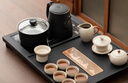 高端小型茶具套裝高檔茶臺燒水壺全自動(dòng)上水一體茶盤(pán)新款烏金瓷石 觀(guān)山電器茶盤(pán)+汝窯茶具 曬單實(shí)拍圖