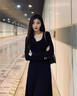 CEENIU法式連衣裙2025秋季新款女裝氣質(zhì)修身長(cháng)袖內搭收腰顯瘦垂感長(cháng)裙子 黑色 M 曬單實(shí)拍圖