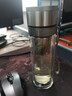閩藍藍雙層玻璃杯茶水分離男士一鍵開(kāi)蓋便攜車(chē)載高硼硅耐高溫防摔泡茶杯 鋼本灰400ml【提繩款+升級加厚】 曬單實(shí)拍圖