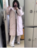 韓璐嬌（hanlujiao）冬季羽絨棉服女中長款2024新款超好看韓系加厚連帽大毛領(lǐng)棉衣外套 粉色 M 建議100-120斤 曬單實拍圖