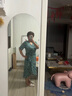 clotho Rennie品牌女裝波點(diǎn)連衣裙女2025夏季新款優(yōu)雅氣質(zhì)收腰顯瘦v領(lǐng)中長(zhǎng)款裙 湖綠色 M 曬單實(shí)拍圖