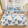 雅鹿水洗棉床上四件套印花床單被套單人學(xué)生宿舍家用被罩四季床上用品 米亞藍【不易起球 不易褪色】 1.8m 床單款 四件套-被套180*220cm 曬單實(shí)拍圖
