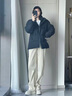 WHIM NASA大碼鴨絨羽絨服男短款2025冬季新款加厚保暖寬松外套男女學(xué)生冬裝 米白色 XL 約145-17斤可穿 曬單實(shí)拍圖