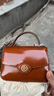 湯麗柏琦（Tory Burch）女包 ROBINSON小號手提牛皮手提包單肩斜挎包送女友節日送禮七夕送禮 棕色147467-223 曬單實(shí)拍圖