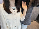 炙真銀樓990足銀平安扣項鏈男女情侶款掛墜輕奢小眾紅色瑪瑙吊墜2024新款 黑瑪瑙平安扣項鏈 曬單實拍圖