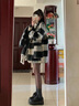 妍莉芬（yanlifen）格子短款呢子大衣女2025新款毛呢外套女春季小個(gè)子衣服韓系上衣 格子 XL 曬單實(shí)拍圖