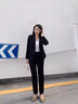 羅蒙（ROMON）小西裝外套女春秋新款韓版修身職業(yè)裝休閑時(shí)尚洋氣中長(cháng)款西服上衣 黑色 XL 120-129斤 曬單實(shí)拍圖