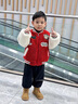 G.DUCKKIDS小黃鴨童裝男童外套秋冬加絨加厚男寶寶毛毛衣帥氣兒童棒球服冬裝 紅色 90 建議1~2歲【 80-90cm】cm 曬單實(shí)拍圖