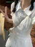 GARNUO學(xué)院風(fēng)泡泡袖白色襯衫連衣裙子女夏季法式氣質(zhì)小個子初戀收腰短裙 白色【裙子+短褲】 M 【101-110斤】 曬單實拍圖