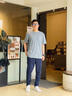 Calvin Klein Jeans夏季男女情侶中性印花休閑通勤ck純棉寬松短袖T恤J325574 PN6-霧霾藍 L 曬單實(shí)拍圖