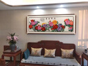 宋禮庭 SOGLYTIN牡丹蘇繡裝飾畫(huà)客廳沙發(fā)背景墻壁掛畫(huà)花開(kāi)富貴別墅刺繡畫(huà) 85x205CM 曬單實(shí)拍圖