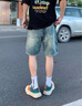 UR2025春季新款男裝時(shí)尚休閑百搭洗水寬松牛仔短褲UMM850041 深灰 30 曬單實(shí)拍圖
