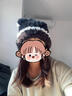 栢啟歆帽子女秋冬保暖毛絨帽顯臉小針織套頭帽大頭圍護耳毛線(xiàn)冷帽 帽子【毛絨耳朵-黑色】 曬單實(shí)拍圖