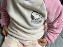 果殼（Gukoo）睡衣女冬季史努比聯(lián)名毛絨保暖插肩袖格子褲女家居服套裝可外穿D 橡皮粉套裝 M 曬單實(shí)拍圖