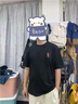 MMOPTOP短袖t恤男夏季休閑小領(lǐng)口圓領(lǐng)寬松五分潮流醒獅短袖舞獅港風(fēng)上衣 007黑色 L(推薦120斤-140斤) 曬單實(shí)拍圖