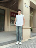 Foss Phil牛仔褲子男士春夏季闊腿休閑男潮牌直筒寬松褲FPN5黃泥XL 曬單實(shí)拍圖