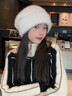 德國品質(zhì)針織帽女堆堆帽兔毛帽秋冬新款大頭圍顯臉小冷帽加厚保暖 米白【大版型顯臉小】 曬單實(shí)拍圖